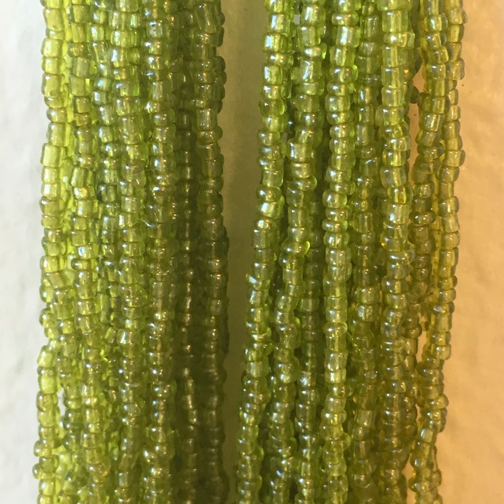 Multi Strand Green Beads Necklace-SOLD - Picture 4 of 7